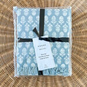 NEW West Elm x Rhode Thistle Coastal 3 Piece Twin Sheet Set-Mist Blue